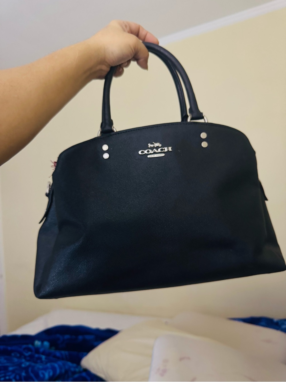 COACH Black Lillie carryall Leather Dome Satchel